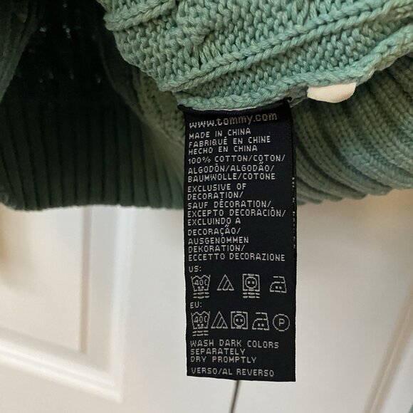 Tommy Hilfiger Sweater Womens M Mint Green Cable Knit Fisherman Academia Preppy - Picture 4 of 7